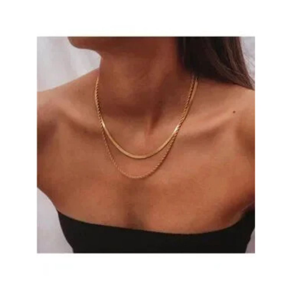 GOLD 14k Gold Plated 2pc Rope Necklace Set